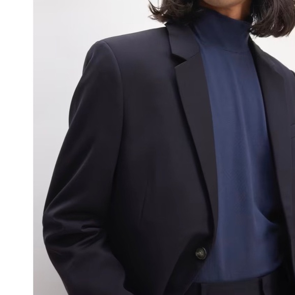 Everlane Men's Navy Blue Single Breasted Wool Blazer Coat Suit Jacket Size 40 - Picture 5 of 16